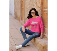 Strickpullover HEINE "Pullover", Damen, Gr. 34, pink, 50% Viskose, 28% Polyester, 22% Polyamid, bedruckt, gemustert, mehrfarbig, Pullover Strickpullover (70143266-34) pink