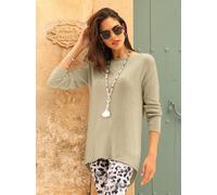Strickpullover HEINE "Pullover", Damen, Gr. 36, beige (sand, meliert), 50% Baumwolle, 50% Polyacryl, unifarben, Pullover Strickpullover (79983563-36) sand, meliert