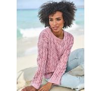 Strickpullover HEINE "Pullover", Damen, Gr. 36, rosa (rosenquarz), 100% Baumwolle, unifarben, Pullover Strickpullover (30110154-36) rosenquarz