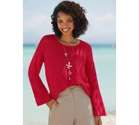 Strickpullover HEINE "Pullover", Damen, Gr. 36, rot (erdbeere), 100% Baumwolle, unifarben, Pullover Strickpullover (56496565-36) erdbeere