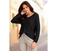 Strickpullover HEINE "Pullover", Damen, Gr. 36, schwarz, 50% Baumwolle, 50% Polyacryl, unifarben, Pullover Strickpullover (64798217-36) schwarz