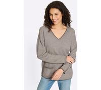 Strickpullover HEINE "Pullover", Damen, Gr. 36, taupe, meliert, 50% Viskose, 28% Polyester, 22% Polyamid, meliert, unifarben, Pullover Strickpullover (95581129-36) taupe, meliert