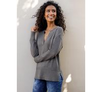 Strickpullover HEINE "Pullover", Damen, Gr. 38, anthrazit, meliert, 50% Viskose, 28% Polyester, 22% Polyamid, unifarben, Pullover Strickpullover (78298751-38) anthrazit, meliert