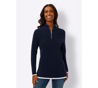 Strickpullover HEINE "Pullover", Damen, Gr. 38, blau (marine), 100% Baumwolle, gemustert, mehrfarbig, Pullover Strickpullover (47393243-38) marine