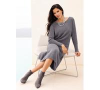 Strickpullover HEINE "Pullover", Damen, Gr. 38, grau (anthrazit), 54% Polyamid, 30% Viskose, 16% Polyester, unifarben, Pullover Strickpullover (24549859-38) anthrazit