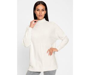 Strickpullover HEINE "Pullover", Damen, Gr. 42, beige (ecru), 100% Baumwolle, unifarben, Pullover Strickpullover (68180631-42) ecru