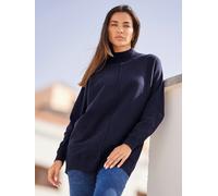 Strickpullover HEINE "Pullover", Damen, Gr. 42, blau (marine), 100% Baumwolle, unifarben, Pullover Strickpullover (96686722-42) marine