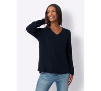 Strickpullover HEINE "Pullover", Damen, Gr. 42, blau (marine), 50% Baumwolle, 50% Polyacryl, unifarben, Pullover Strickpullover (86499450-42) marine