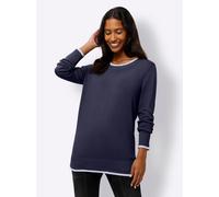 Strickpullover HEINE "Pullover", Damen, Gr. 42, blau (marine), 70% Viskose, 30% Polyamid, unifarben, Pullover Strickpullover (71690152-42) marine
