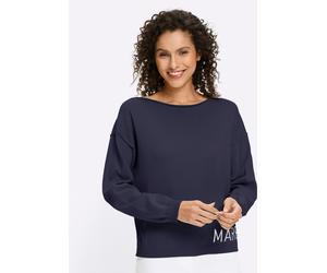 Strickpullover HEINE "Pullover", Damen, Gr. 42, marine, 100% Baumwolle, gemustert, mehrfarbig, Pullover Strickpullover (20759203-42) marine