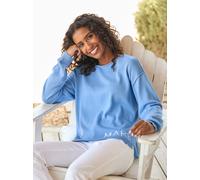 Strickpullover HEINE "Pullover", Damen, Gr. 44, blau (himmelblau), 100% Baumwolle, gemustert, mehrfarbig, Pullover Strickpullover (38642627-44) himmelblau