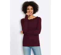 Strickpullover HEINE "Pullover", Damen, Gr. 44, rot (burgund), 50% Viskose, 25% Polyester, 25% Polyamid, unifarben, Pullover Strickpullover (88686745-44) burgund