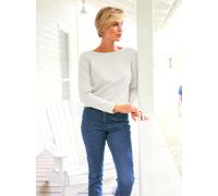 Strickpullover HEINE "Pullover", Damen, Gr. 44, weiß, 100% Baumwolle, unifarben, Pullover Strickpullover (79538955-44) weiß