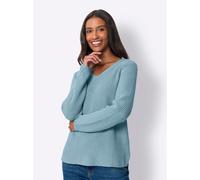 Strickpullover HEINE "Pullover", Damen, Gr. 46, blau (aqua), 50% Baumwolle, 50% Polyacryl, unifarben, Pullover Strickpullover (81868638-46) aqua