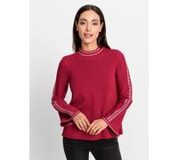 Strickpullover HEINE "Pullover", Damen, Gr. 46, rot, 50% Baumwolle, 50% Polyacryl, gemustert, mehrfarbig, unifarben, Pullover Strickpullover (76194846-46) rot