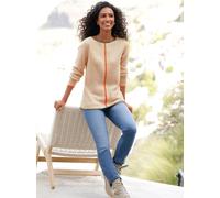 Strickpullover HEINE "Pullover", Damen, Gr. 48, beige (elfenbein), 55% Baumwolle, 45% Viskose, gemustert, mehrfarbig, Pullover Strickpullover (71835926-48) elfenbein