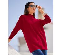 Strickpullover HEINE "Pullover", Damen, Gr. 50, rot, 100% Baumwolle, unifarben, Pullover Strickpullover (19042741-50) rot