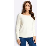 Strickpullover HEINE "Pullover", Damen, Gr. 50, weiß (ecru), 54% Polyamid, 30% Viskose, 16% Polyester, unifarben, Pullover Strickpullover (55454060-50) ecru