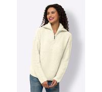 Strickpullover HEINE "Troyer-Pullover", Damen, Gr. 38, beige (ecru), 76% Polyacryl, 12% Polyamid, 10% Wolle, 2% Elasthan, unifarben, Pullover Strickpullover (55278139-38) ecru