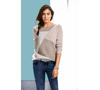 Strickpullover HEINE "U-Boot-Pullover", Damen, Gr. 48, braun (sesam, ecru), 100% Kaschmir, gemustert, Pullover Strickpullover (55699707-48) sesam, ecru