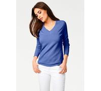 Strickpullover HEINE &quot;V-Pullover&quot;, Damen, Gr. 36, blau (royalblau), 100% Baumwolle, unifarben, Pullover Strickpullover (35887848-36) royalblau