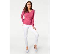 Strickpullover HEINE "V-Pullover", Damen, Gr. 38, pink, 100% Baumwolle, unifarben, Pullover Strickpullover (19149326-38) pink