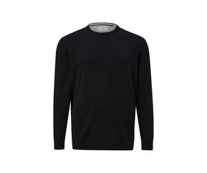 Strickpullover, Herren, Gr. 5XL, schwarz, Strick, Obermaterial: 100% Baumwolle, S.OLIVER MEN BIG SIZES, bestickt, unifarben, normal hüftbedeckend, Rundhals, Flachstrickbündchen, Pullover Strickpullove