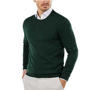 Strickpullover Herren Winter - Glatter Bequemer Leichter Drapierter Weicher Hautfreundlicher Strukturierter Schmal Sitzender Langarmpullover mit Rundhals Im Winter (Green M)