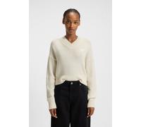 Strickpullover HUGO BLUE "Scutie", Damen, Gr. S (36), bunt (open miscellaneous 992), Strick, Obermaterial: 50% Schurwolle, 50% Polyamid, Jacquardmuster, V-Ausschnitt, Rippstrickbündchen, Pullover Stri