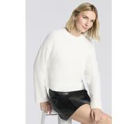 Hugo Blue Regular Fit Strickpullover mit Label Stitching Modell 'SFURRYNA' in Weiss, Größe M