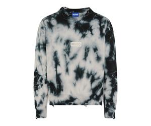 Strickpullover HUGO, Herren, Gr. M, schwarz001, Strick, Obermaterial: 100% Baumwolle, unifarben, oversize normal, Rundhals, Rippbündchen, Pullover Strickpullover, Batik-Effekt, Oversized Fit, gedruckt