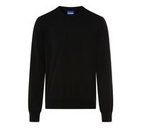 Strickpullover HUGO "San Celio", Herren, Gr. L, schwarz001, Strick, Obermaterial: 50% Baumwolle, 50% Polyacryl, unifarben, regular fit normal, Rundhals, Bündchen, Pullover Strickpullover, Rundhalsauss