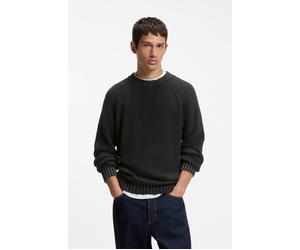 Strickpullover HUGO "Sondye", Herren, Gr. L, schwarz001, Strick, Obermaterial: 100% Baumwolle, unifarben, relaxed fit normal, Rundhals, Bündchen, Pullover Strickpullover, Strukturierter Rippenstrick a