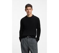 Strickpullover HUGO "Sribban", Herren, Gr. M, schwarz (schwarz001), Rippstrick, Obermaterial: 100% Baumwolle, unifarben, relaxed fit normal, Rundhals, Pullover Strickpullover, aus Baumwolle, Relaxed F