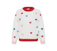 Strickpullover ICHI "Langarm IHBELABLUE", Damen, Gr. M, weiß (cloud dancer w hearts), Obermaterial: 77% Polyester PES. 12% Nylon NY. 9% Wolle mw. 2% Elasthan EL., Pullover Strickpullover (22386653-M)