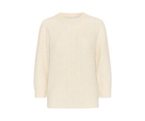 Strickpullover ICHI "Strickpullover IHKAMARA", Damen, Gr. S, weiß (cloud dancer), Obermaterial: 52% Polyacryl PAN. 30% Polyester PES. 15% Alpaka WP. 3% Elasthan EL., Pullover Strickpullover (46685501-