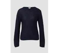 Strickpullover S.OLIVER, Damen, Gr. 44, navy, Strick, Obermaterial: 60% Baumwolle, 40% Polyacryl, unifarben, lässig geschnitten hüftbedeckend, Rundhals, Pullover, mit Rundhals (14198137-44) navy