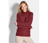 Rundhalspullover GOLDNER "Flauschiger Bouclé-Pullover, Stehkragen", Damen, Gr. 50, rot (cayenne, melange), Obermaterial: 72% Polyester PES. 24% Polyacryl PAN. 4% Schurwolle WV., Modisch, gerade, Elast