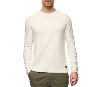 Strickpullover INDICODE "INMacedonia", Damen, Gr. L, weiß (sanftes weiß), Strick, Obermaterial: 70% Baumwolle, 30% Leinen, unifarben, regular fit, Rundhals, Pullover Strickpullover (62234951-L) sanfte