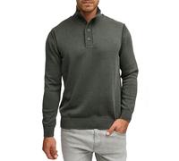 Strickpullover INDICODE "INNiels ½ Placket", Herren, Gr. XL, grün (raven), Strick, Obermaterial: 100% Baumwolle, unifarben, regular fit, Pullover Strickpullover (86319516-XL) raven
