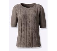 Strickpullover INSPIRATIONEN "Baumwoll-Pullover", Damen, Gr. 42, braun (taupe), 100% Baumwolle, unifarben, Pullover Strickpullover (96390651-42) taupe