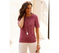 Strickpullover INSPIRATIONEN "Baumwoll-Pullover", Damen, Gr. 44, pink (fuchsia, graphit, gemustert), 100% Baumwolle, gemustert, mehrfarbig, Pullover Strickpullover (78821434-44) fuchsia, graphit, gemu