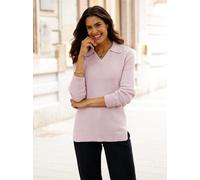 Strickpullover INSPIRATIONEN "Polopullover", Damen, Gr. 36, lila (mauve, meliert), 100% Baumwolle, meliert, Pullover Strickpullover (96657720-36) mauve, meliert