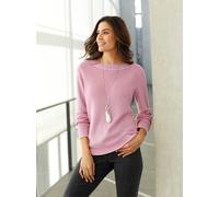 Strickpullover INSPIRATIONEN "Pullover", Damen, Gr. 36, lila (hortensie), 100% Baumwolle, unifarben, Pullover Strickpullover (32751615-36) hortensie