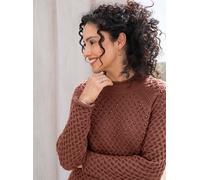 Strickpullover INSPIRATIONEN "Pullover", Damen, Gr. 42, rotbraun, 50% Baumwolle, 50% Polyacryl, unifarben, Pullover Strickpullover (16021765-42) rotbraun