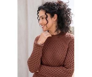 Strickpullover INSPIRATIONEN "Pullover", Damen, Gr. 42, rotbraun, 50% Baumwolle, 50% Polyacryl, unifarben, Pullover Strickpullover (16021765-42) rotbraun