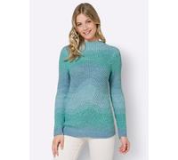 Strickpullover INSPIRATIONEN "Pullover", Damen, Gr. 48, bunt (blaugrün, bleu, meliert), 100% Polyacryl, bedruckt, gemustert, mehrfarbig, meliert, Pullover Strickpullover (62618235-48) blaugrün, bleu, 
