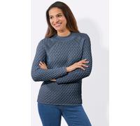 Strickpullover INSPIRATIONEN "Pullover", Damen, Gr. 52, blau (rauchblau), 50% Baumwolle, 50% Polyacryl, unifarben, Pullover Strickpullover (33251041-52) rauchblau