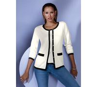 Strickpullover INSPIRATIONEN "Twinset", Damen, Gr. 42, schwarz-weiß (ecru, schwarz), 100% Baumwolle, gemustert, mehrfarbig, Pullover Twinset (84987663-42) ecru, schwarz