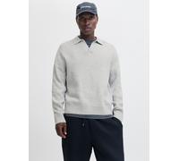 Strickpullover JACK & JONES "JCOCOVER KNIT SPLIT NECK POLO", Herren, Gr. XS, grau (light grau melange), Strick, Obermaterial: 60% Polyester, 40% Baumwolle, meliert, relaxed fit normal, Pullover Strick